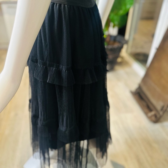 Black tiered tutu mesh midi length skirt elastic waist size L - Picture 3 of 8